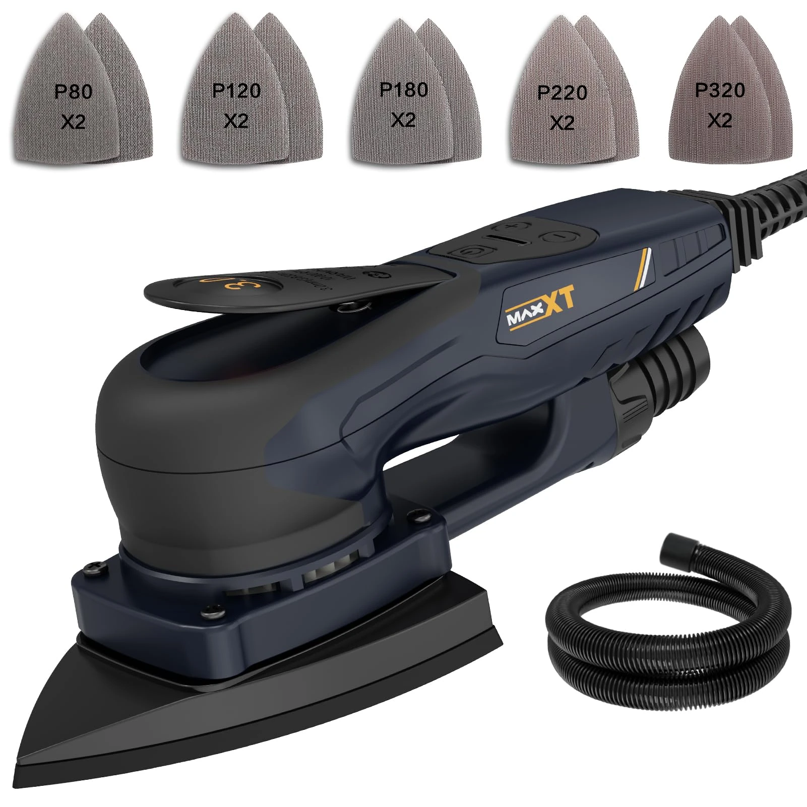 MAXXT Brushless 3mm Triangle Sander, 350W Powerful EC Motor, Speed Regulation, with 10 Premium Sandpapers for Precision Sanding of Wood