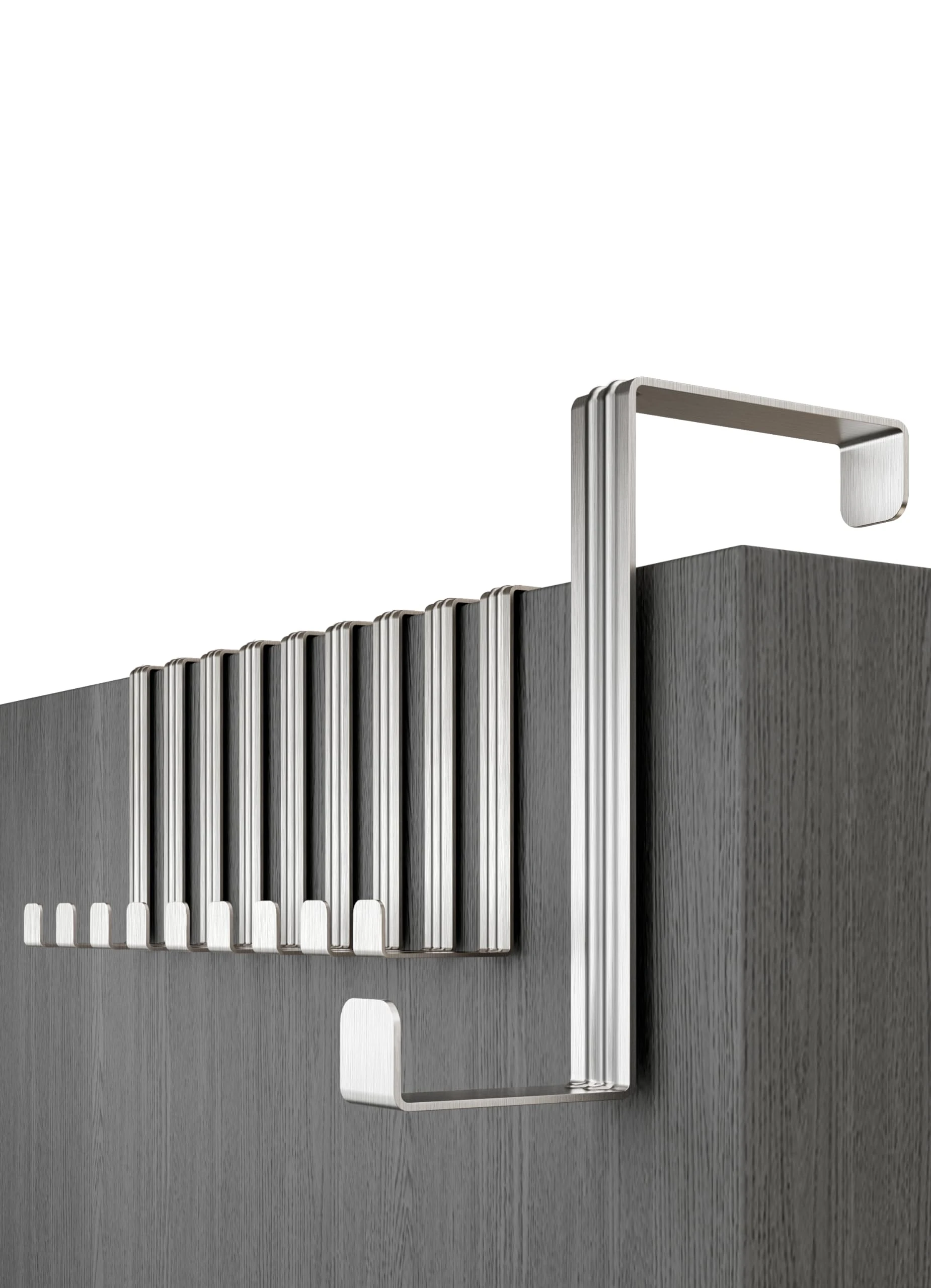 Menz Over Door Hanger – Set of 10, Silver - Coat Hanger 3.6 cm (1.4") and 4.1 cm (1.6"), Coat Hooks for Door, Hangers for Clothes