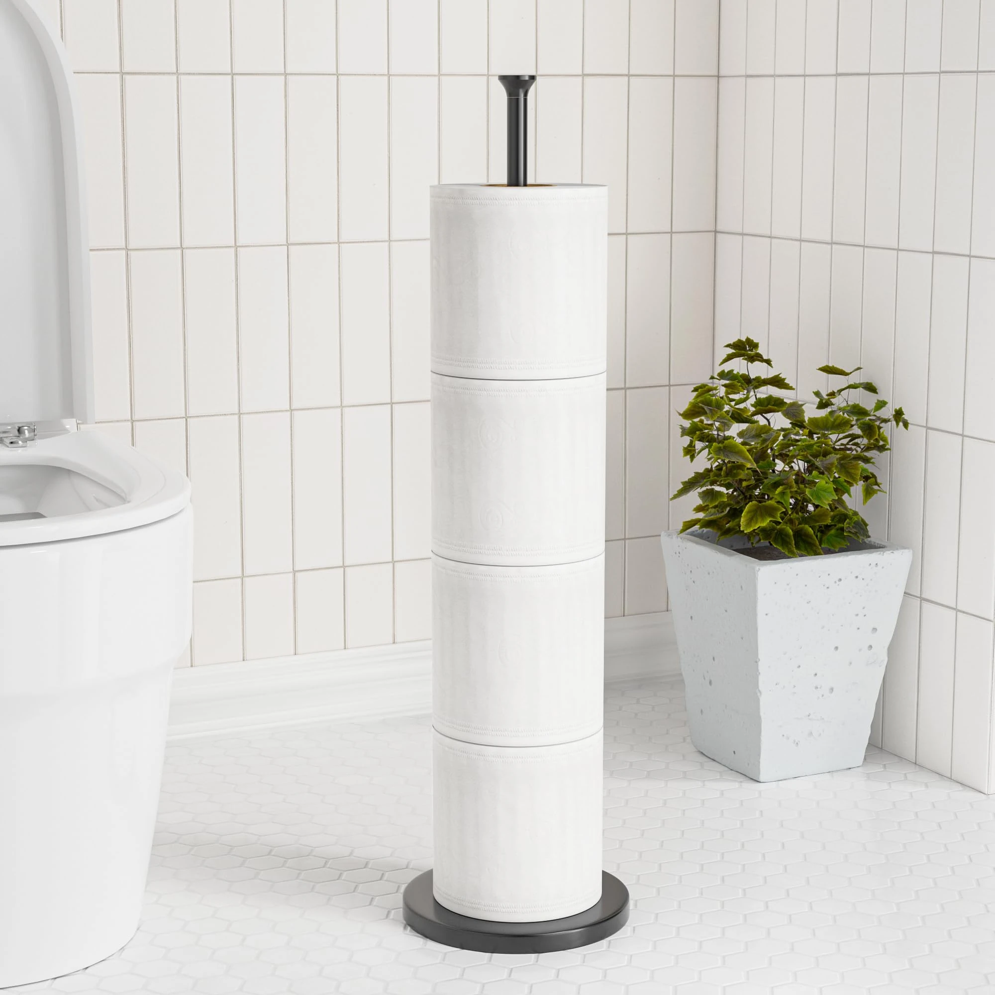 Toilet Roll Holder Free Standing: Black Toilet Paper Storage Holder Stand for 4-6 Spare Rolls - Bathroom Toilet Roll Dispenser