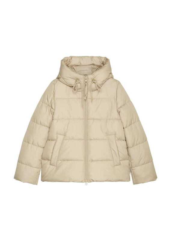 Marc O'Polo Denim Women's Quilted Jacket with Hood Water-Repellent, beige, XL