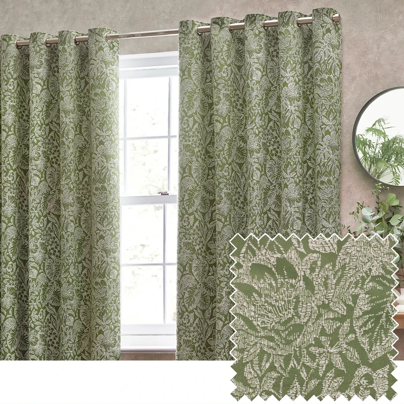 furn. Wylder Nature Bali Botanical Jacquard Eyelet Curtains