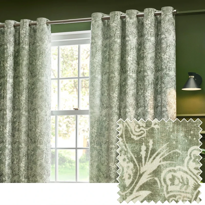 furn. Wylder Tropics Bengal Chenille Eyelet Curtains, 168cm x 183cm