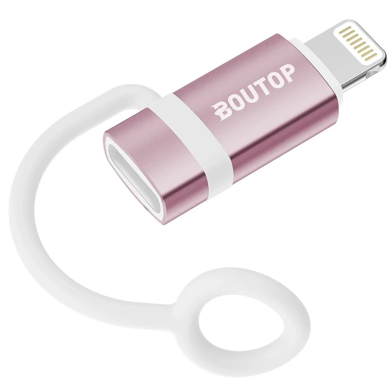 BOUTOP [Apple MFi Certified 60W USB C to Lightning Adapter for Fast Charging, USB C Female to Lightning Male Adapter for iPhone 14 13 12 11 Pro Max, iPad Pro/Air [Pink], Not for Audio/OTG