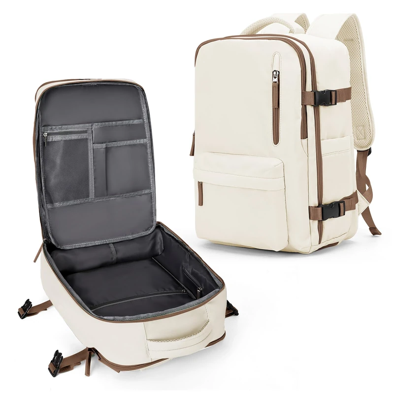 VECAVE Travel Carry on Laptop Backpack, Flight Approved Backpack,Sports College Bag Casual Daypack, Z-beigebrown