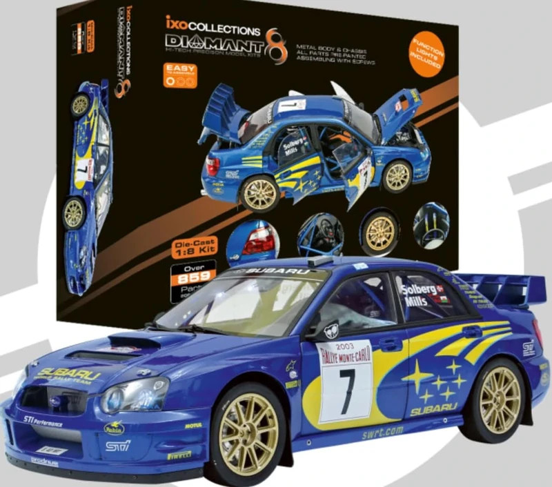 IXO Collections 1:8 IXO Subaru Impreza Rally MC 2003 Model Building, Standing Model Building, Kit, Model Kit, Light Function, Construction Kit