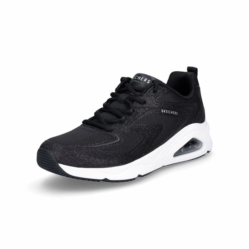 Skechers Women's Tres-Air Uno Glit-Airy Sneaker, Black Glitter Hot Melt/Mesh, 7 UK