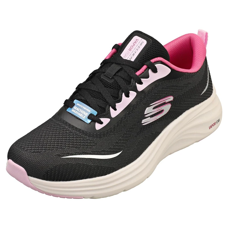 Skechers Women's Vapor Foam Smooth Ride Sneaker, Black Knit/Multi Trim, 8 UK