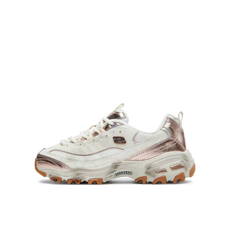 Skechers Women's D'Lites Vintage Vision Sneaker, Natural Leather/Multi Trim, 5 UK