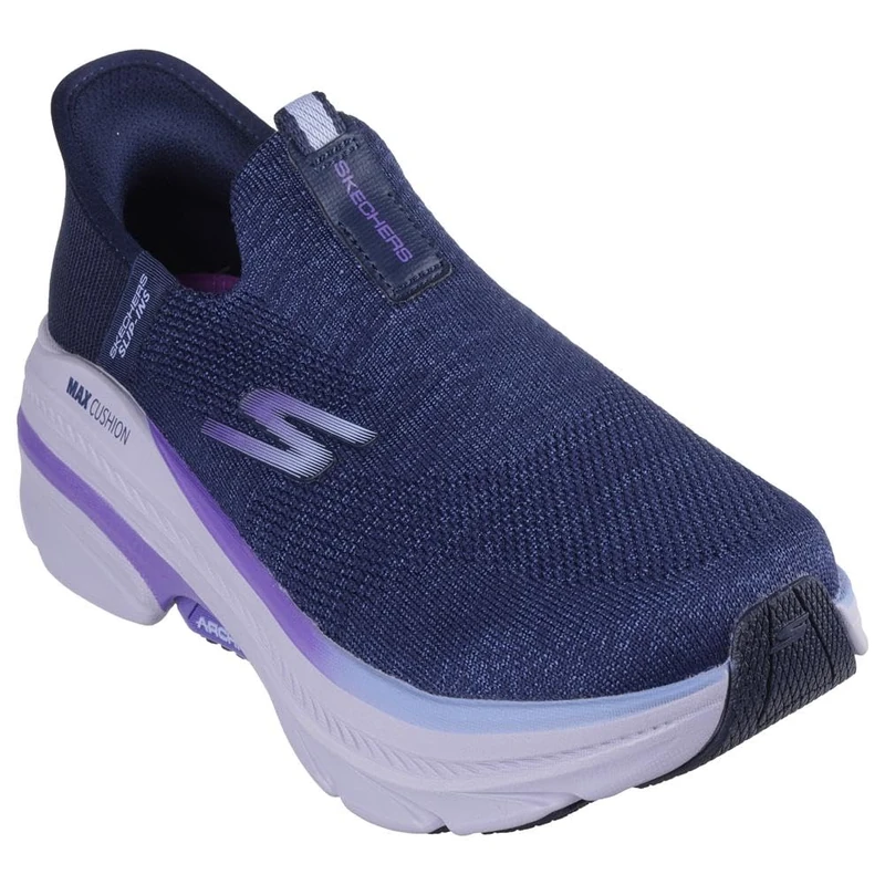 Skechers Women's Max Cushioning Arch Fit 2.0 Cambridge Slip-On Sneakers, Navy Textile/Purple Trim, 3 UK