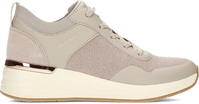 Skechers Women's Billion 2 Winning Streak Sneaker, Taupe Duraleather/Engineered Knit/Suede, 6.5 UK
