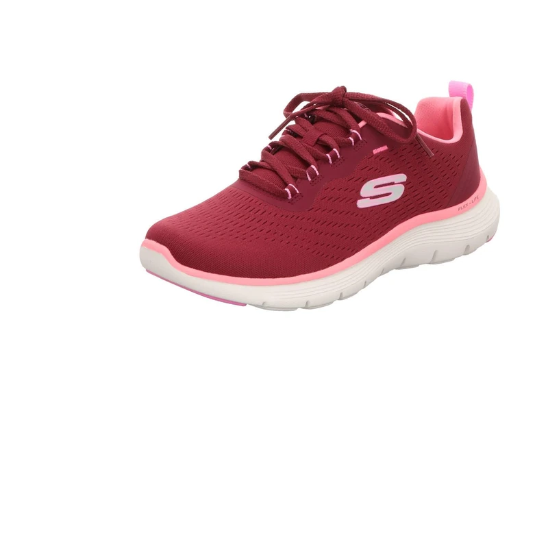 Skechers Women's Flex Appeal 5.0 New Path Sneaker, Burgundy Mesh/Pink Trim, 3 UK