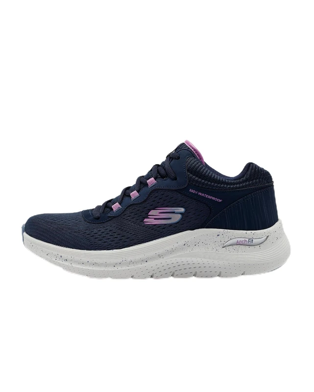 Skechers Women's Arch Fit 2.0 Rainy Days Casual Shoes, Navy Mesh/Purple Trim, 6 UK