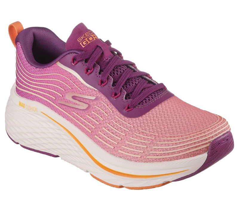 Skechers Women's Max Cushioning Elite 2.0 Alaura Sneaker, Raspberry Textile/Orange Trim, 3 UK