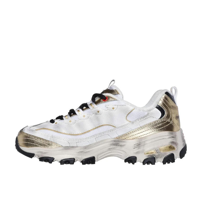 Skechers Women's D'Lites Vintage Vision Sneaker, White Leather/Multi Trim, 6.5 UK