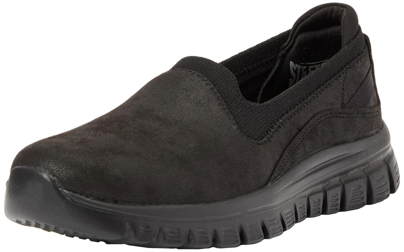 Skechers Women's Graceful Leaning in Slip-On Sneakers, Black Microleather/Knit, 6.5 UK