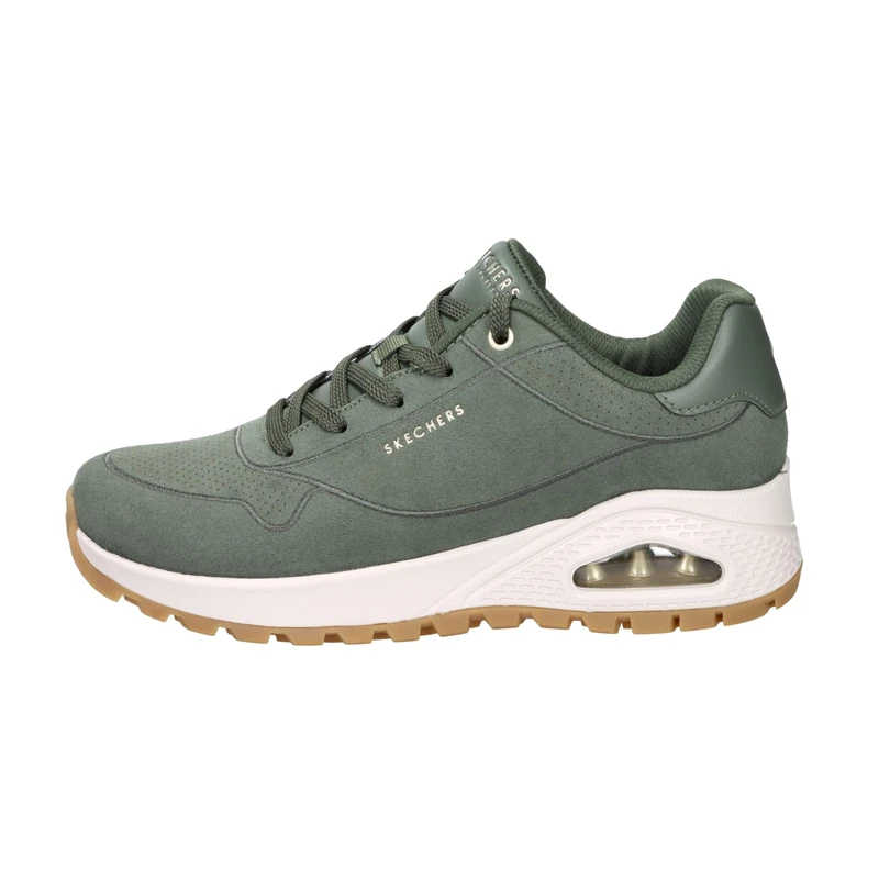 Skechers Women's Uno Rugged Chillproof Sneaker, Olive Suede/Duraleather/Embroidery Trim, 4 UK
