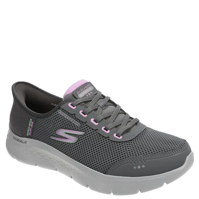 Skechers Women's Go Walk Flex Clear Creek Sneaker, Charcoal Textile/Lavender Trim, 4.5 UK