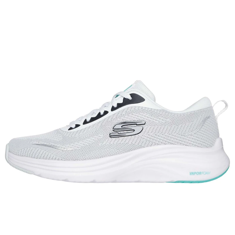 Skechers Women's Vapor Foam Smooth Ride Sneaker, White Knit/Black Trim, 8 UK