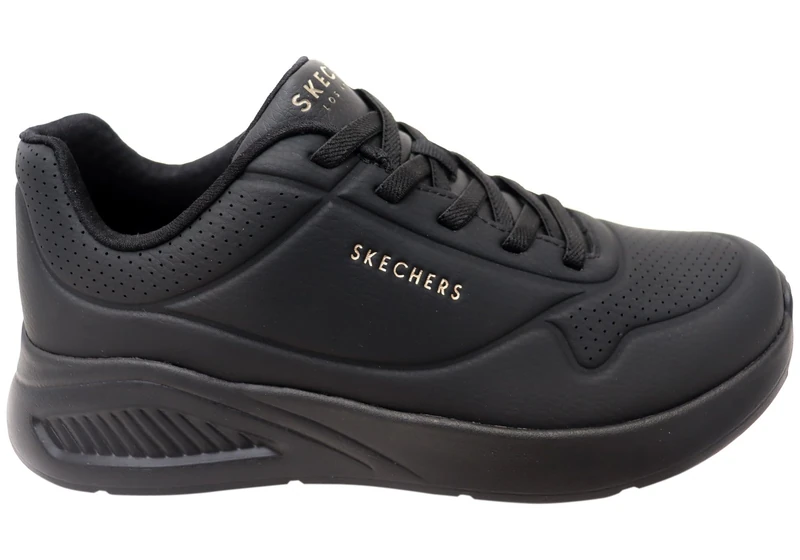 Skechers Women's Uno Lite Lite Work Sneaker, Black Duraleather, 8 UK
