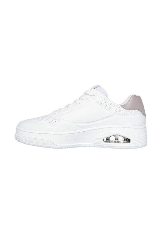 Skechers Women's Uno Court Fast Break Sneaker, White Duraleather/Natural Trim, 3 UK