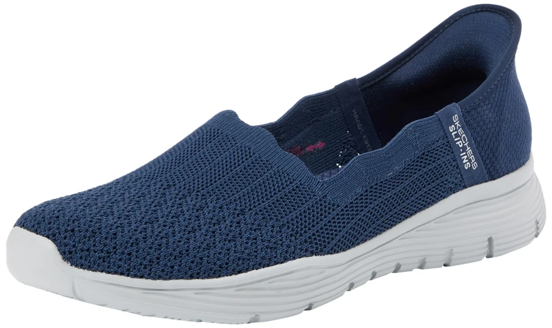 Skechers Women's Seager Believe It Slip-On Sneakers, Navy Knit, 3 UK