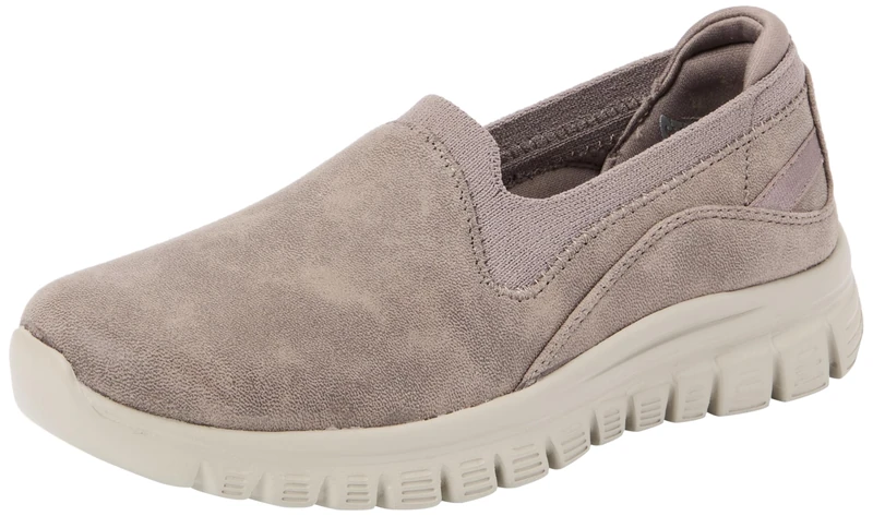 Skechers Women's Graceful Leaning in Slip-On Sneakers, Dark Taupe Microleather/Knit, 3 UK
