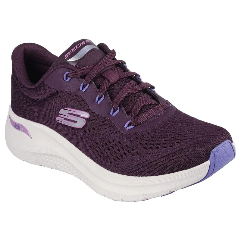 Skechers Women's Arch Fit 2.0 Big League Sneaker, Plum Mesh/Multi Trim, 7 UK