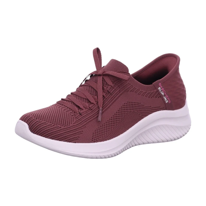 Skechers Women's Ultra Flex 3.0 Brilliant Path Slip-On Sneakers, Burgundy Knit/Trim, 4.5 UK