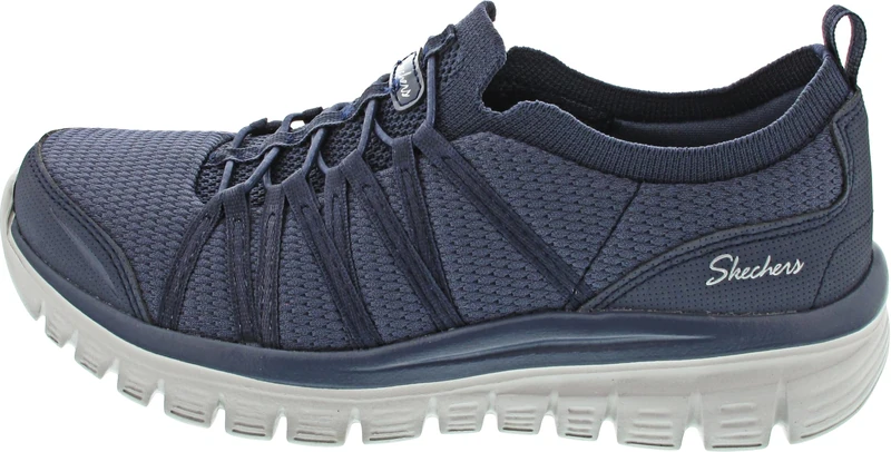 Skechers Women's Graceful Soft Soul Slip-On Sneakers, Navy Mesh/Duraleather, 4 UK