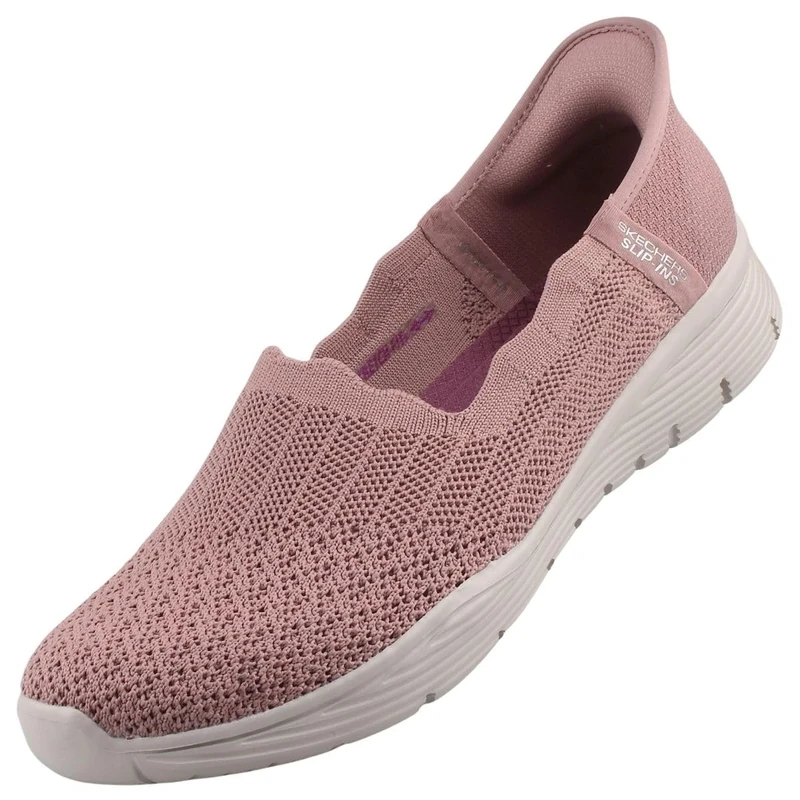 Skechers Women's Seager Believe It Slip-On Sneakers, Mauve Knit, 4 UK
