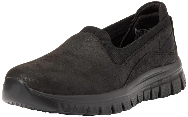 Skechers Women's Graceful Leaning in Slip-On Sneakers, Black Microleather/Knit, 7 UK