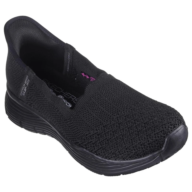 Skechers Women's Seager Believe It Slip-On Sneakers, Black Knit, 5 UK