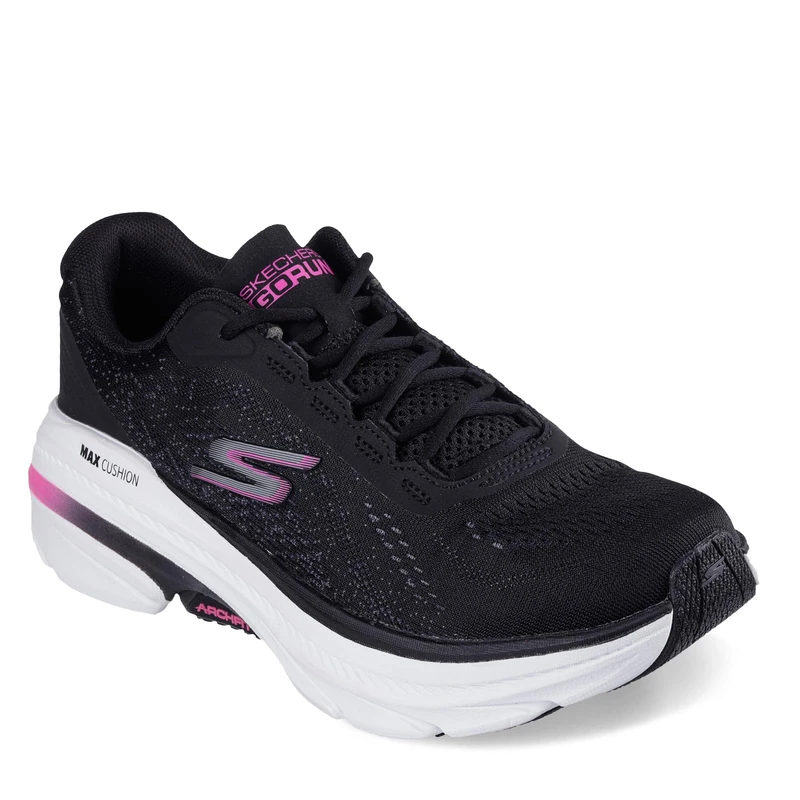 Skechers Women's Max Cushioning Arch Fit 2.0 Avenida Sneaker, Black Textile/Pink Trim, 3 UK