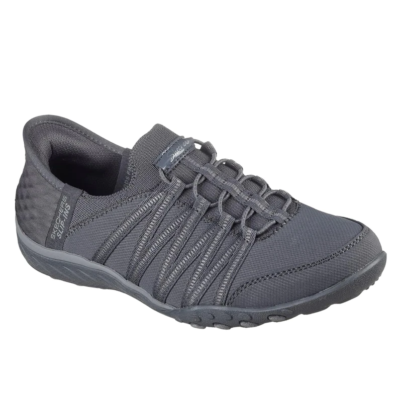 Skechers Women's Breathe-Easy Roll-with-Me Sneaker, Charcoal Ripstop/Knit, 6.5 UK