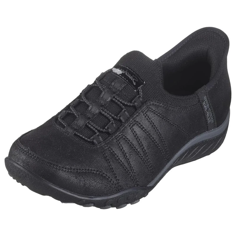 Skechers Women's Breathe-Easy Home-Body Slip-On Sneakers, Black Microleather/Knit, 5.5 UK