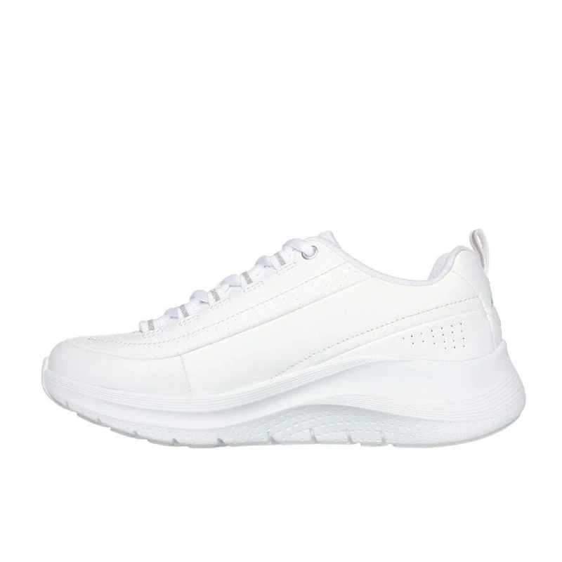 Skechers Women's Arch Fit 2.0 Star Bound Sneaker, White Leather/Silver Trim, 3 UK