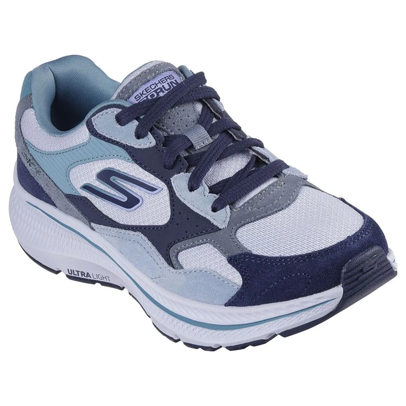 Skechers Women's Go Run Consistent 2.0 Retro Stride Sneaker, Blue Suede/Navy Trim, 3 UK