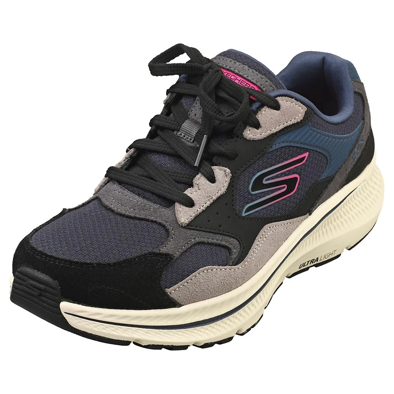 Skechers Women's Go Run Consistent 2.0 Retro Stride Sneaker, Black Suede/Navy Trim, 3 UK