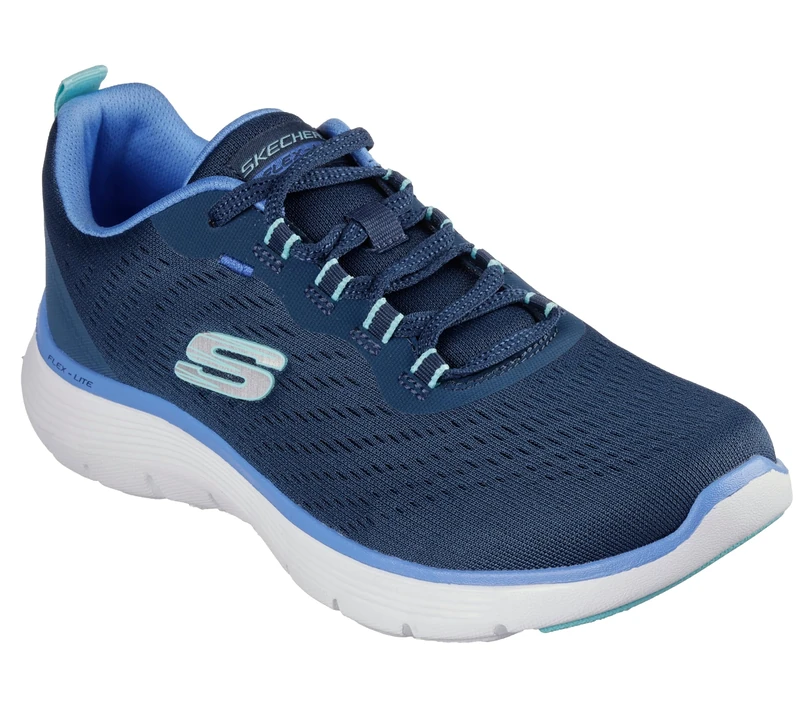 Skechers Women's Flex Appeal 5.0 New Path Sneaker, Navy Mesh/Blue Trim, 5.5 UK