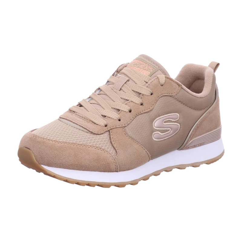 Skechers Women's Og 85 Goldn Gurl Sneaker, Tan Suede/Nylon/Rose Gold Trim, 8 UK