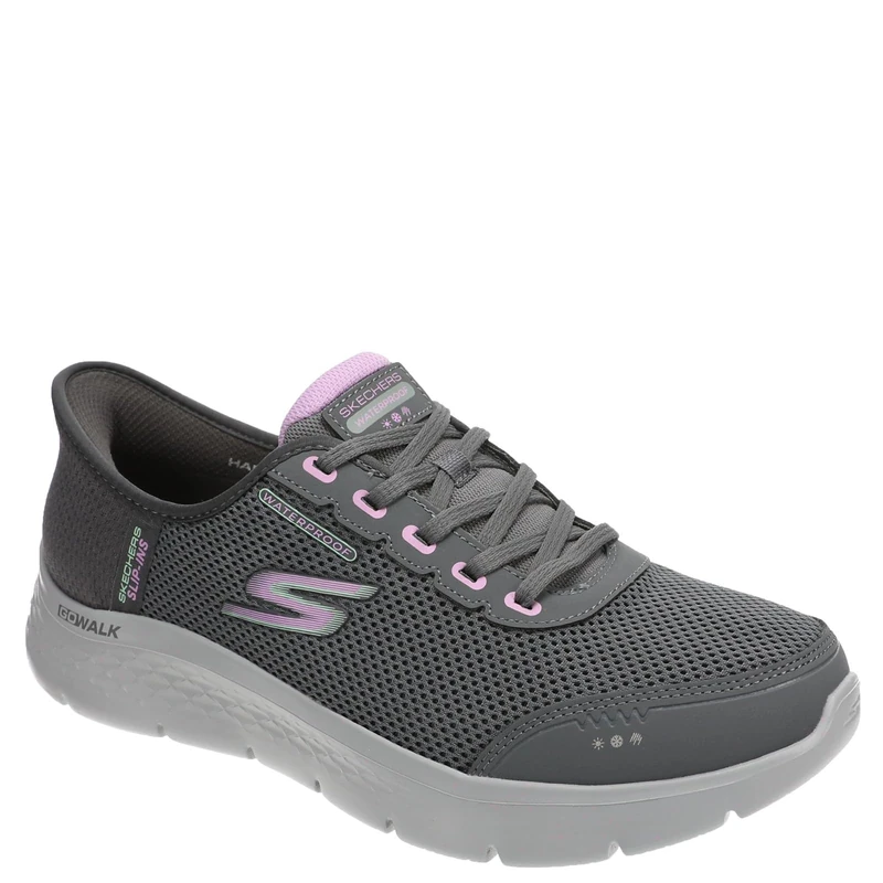 Skechers Women's Go Walk Flex Clear Creek Sneaker, Charcoal Textile/Lavender Trim, 3 UK