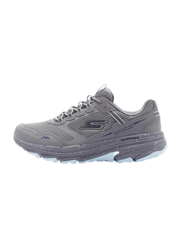 Skechers Women's Go Run Trail Altitude 2.0 Ravine Trekking Low Cut Shoes, Gray Leather/Blue Trim, 8 UK