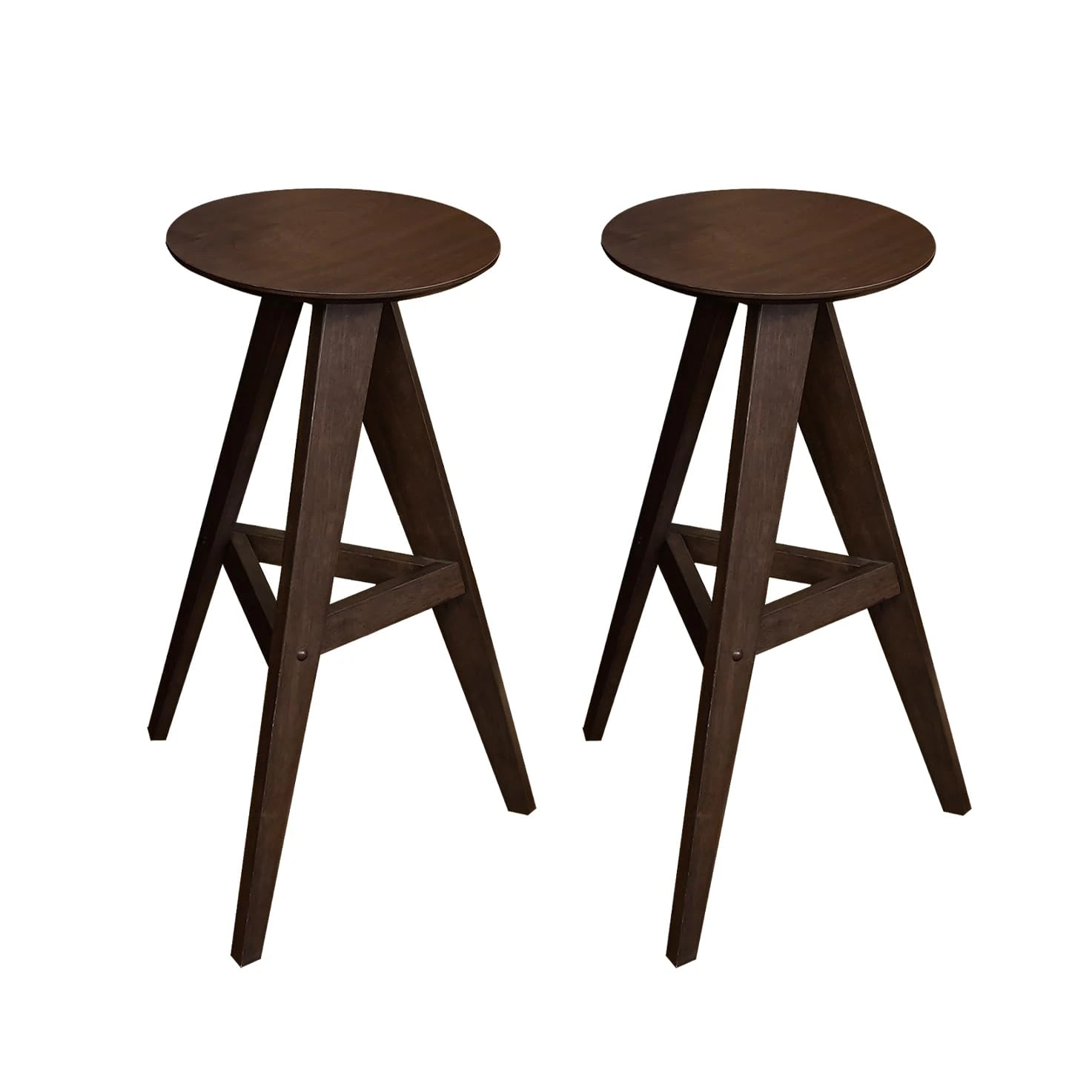 CONSDAN Counter Height Barstools(Set of 2), Round Bistro Pub Dining Set with Wood Top, Ideal for Breakfast, Dinner, Coffee, and Small Spaces, Easy Assembly, Rustic Brown