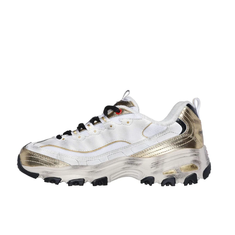 Skechers Women's D'Lites Vintage Vision Sneaker, White Leather/Multi Trim, 3 UK