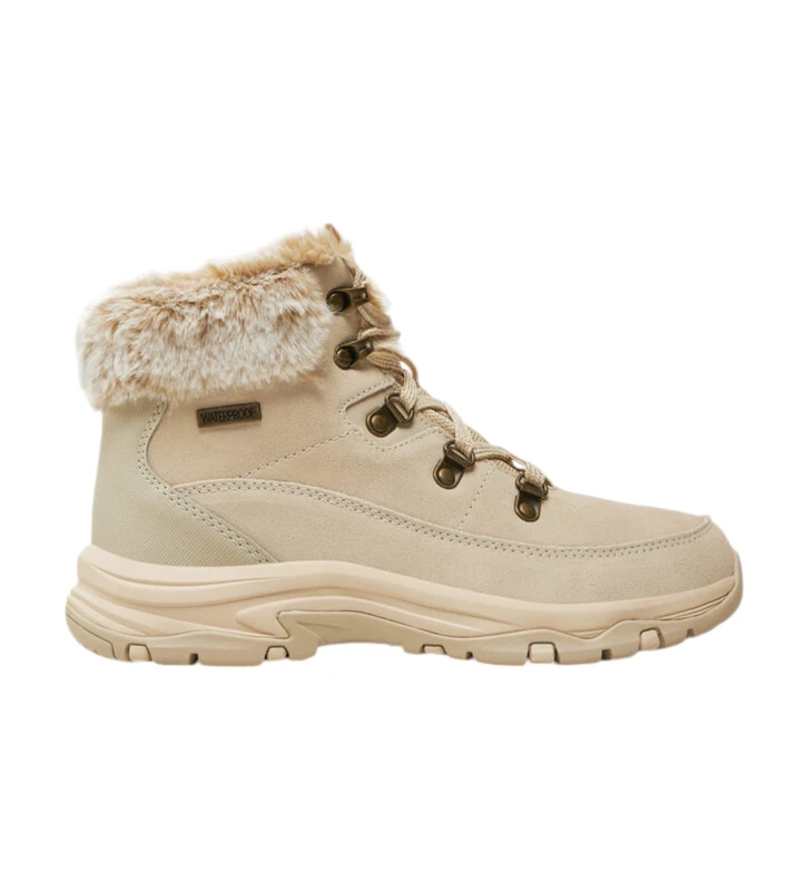 Skechers Women's Trego Snow Worries Boots, Natural Suede/Duraleather/Faux Fur, 6.5 UK