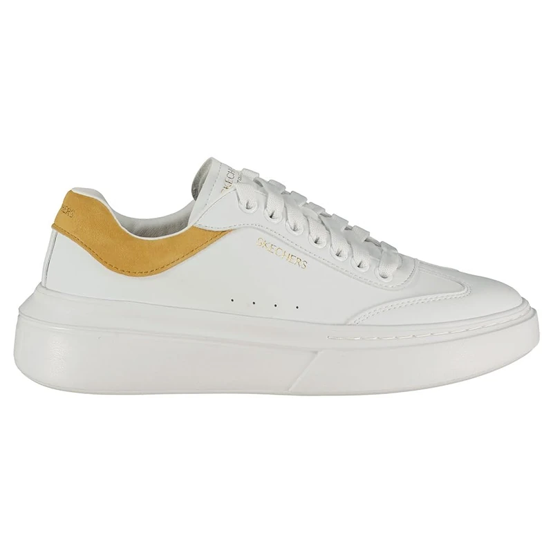 Skechers Women's Cordova Classic Best Behavior Sneaker, White/Yellow, 8 UK
