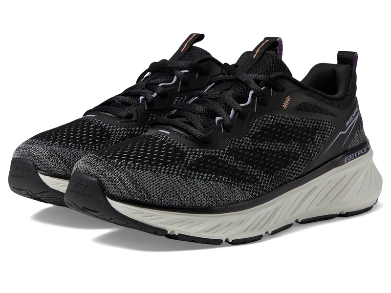 Skechers Women's Edgeride Power Flow Sneaker, Black Knit/Lavender Trim, 4.5 UK - Image 1