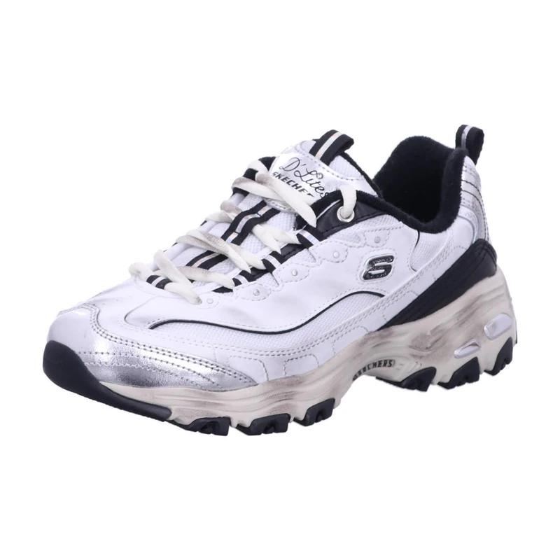 Skechers Women's D'Lites Vintage Vision Sneaker, Black Leather/Multi Trim, 7 UK
