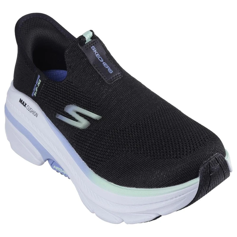 Skechers Women's Max Cushioning Arch Fit 2.0 Cambridge Slip-On Sneakers, Black Textile/Blue Trim, 3 UK