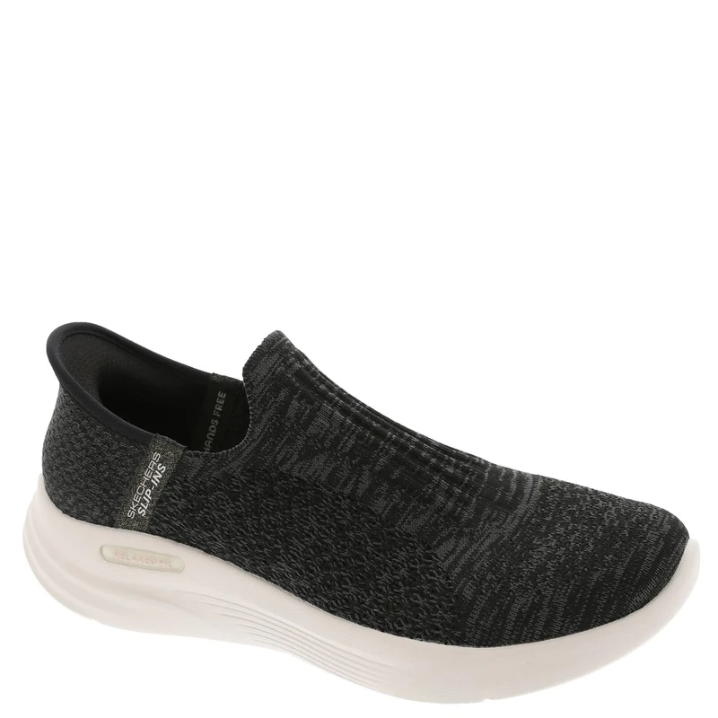 Skechers Women's Relaxed Fit™ Sport Slip-On Sneakers, Black Knit/Light Pink Trim, 7 UK